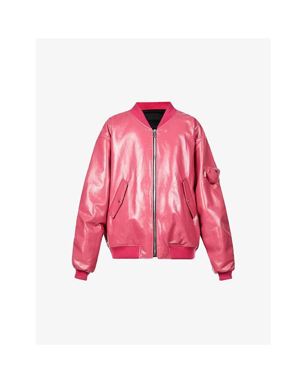 Prada Pink Oversized Leather Bomber Jacket for men