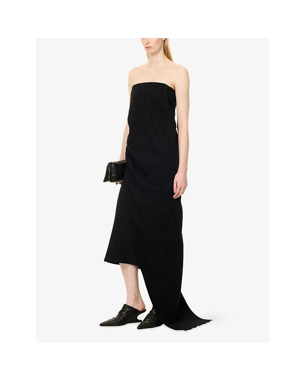 Rick Owens Black Lido Asymmetric Woven Top