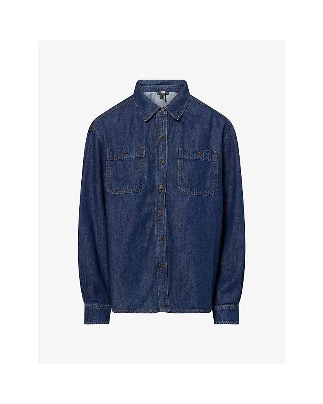 PAIGE Blue Arden Patch-Pocket Denim Shirt
