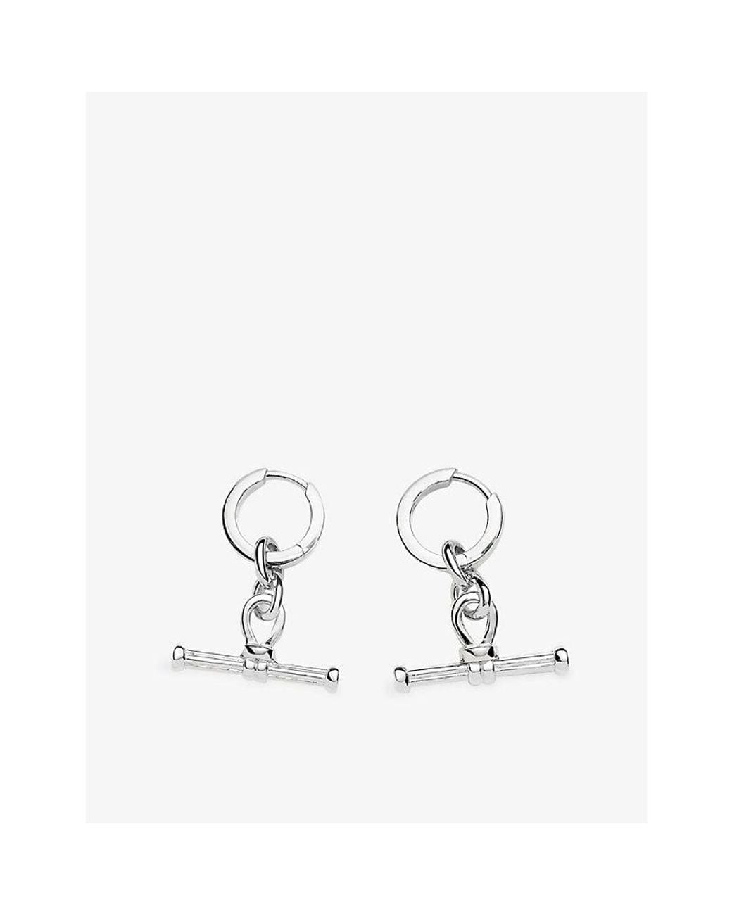 Missoma White Ridge T-Bar Plated Brass Drop Huggies
