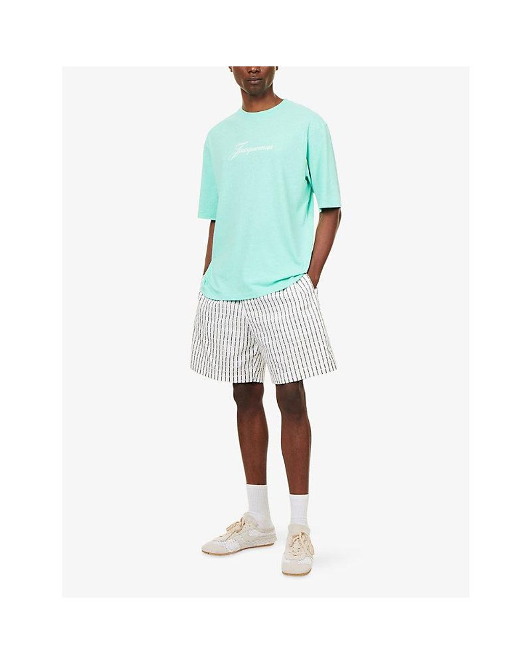 Jacquemus Blue The Logo-Print Cotton-Jersey T-Shirt for men
