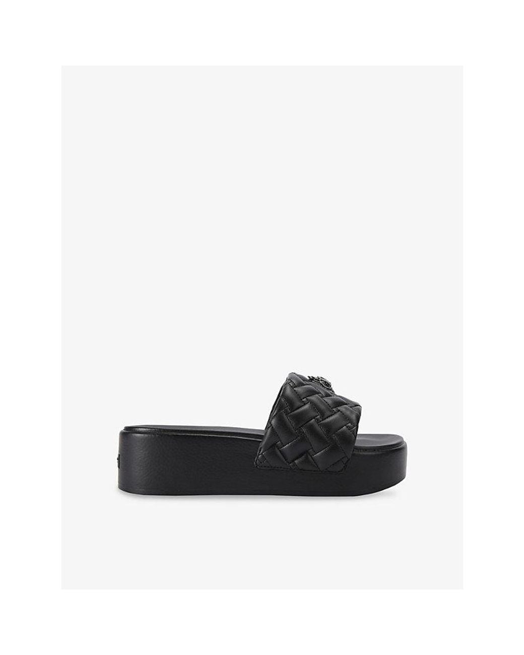 Kurt Geiger Black Meena Eagle Faux-Leather Platform Sandals