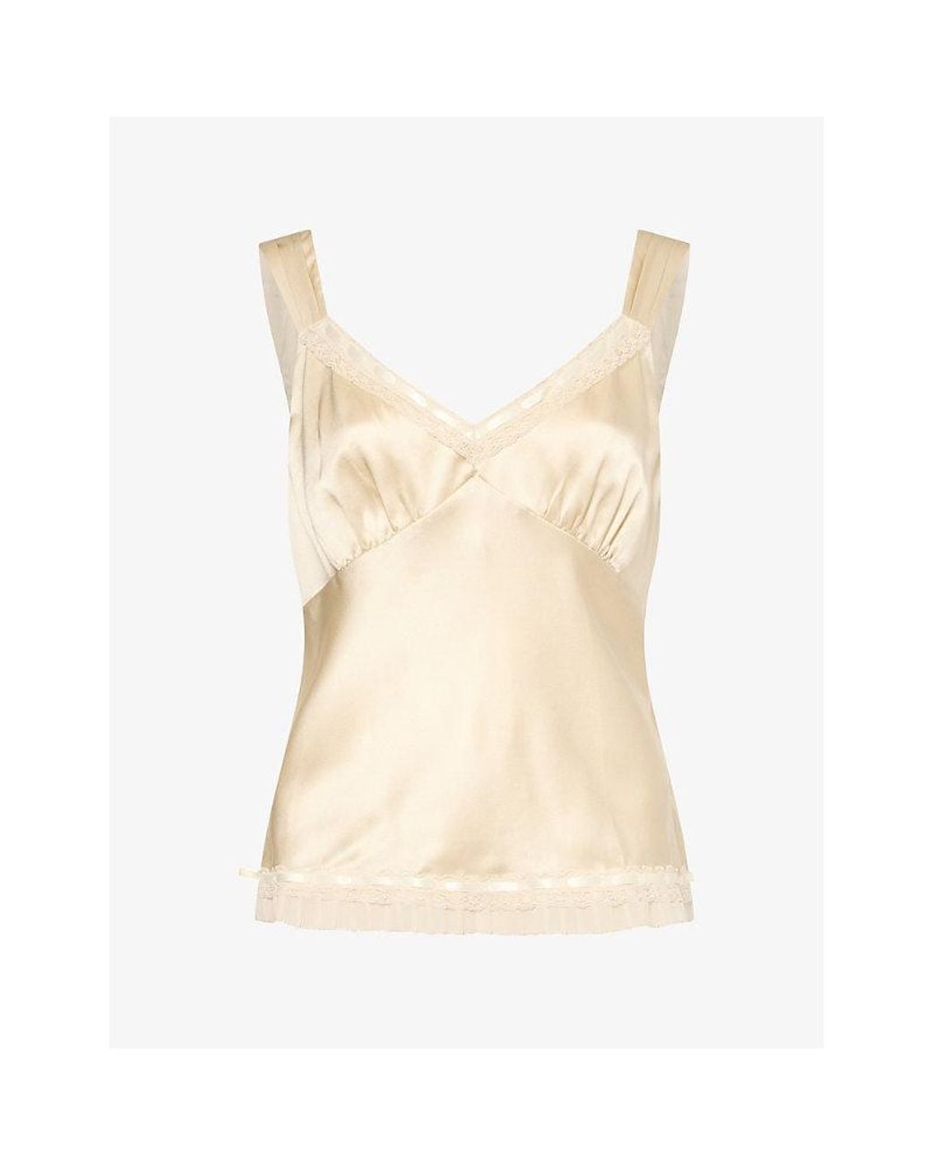 Reformation Natural Salome V-Neck Silk Top