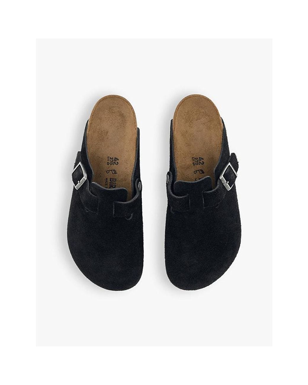 Birkenstock Black Boston Logo-Embossed Suede Clogs for men