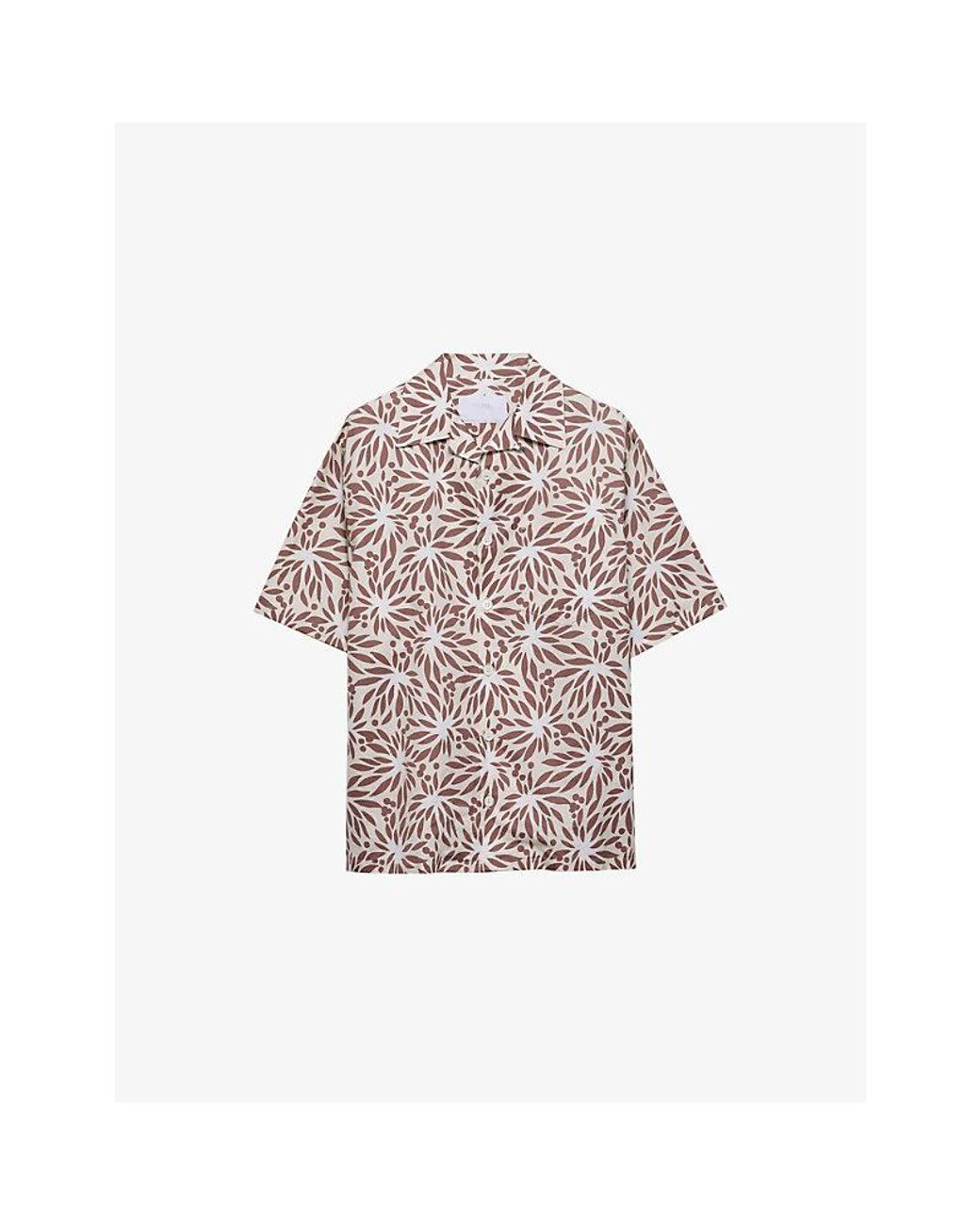 Prada Natural Printed Cotton Bowling Shirt for men