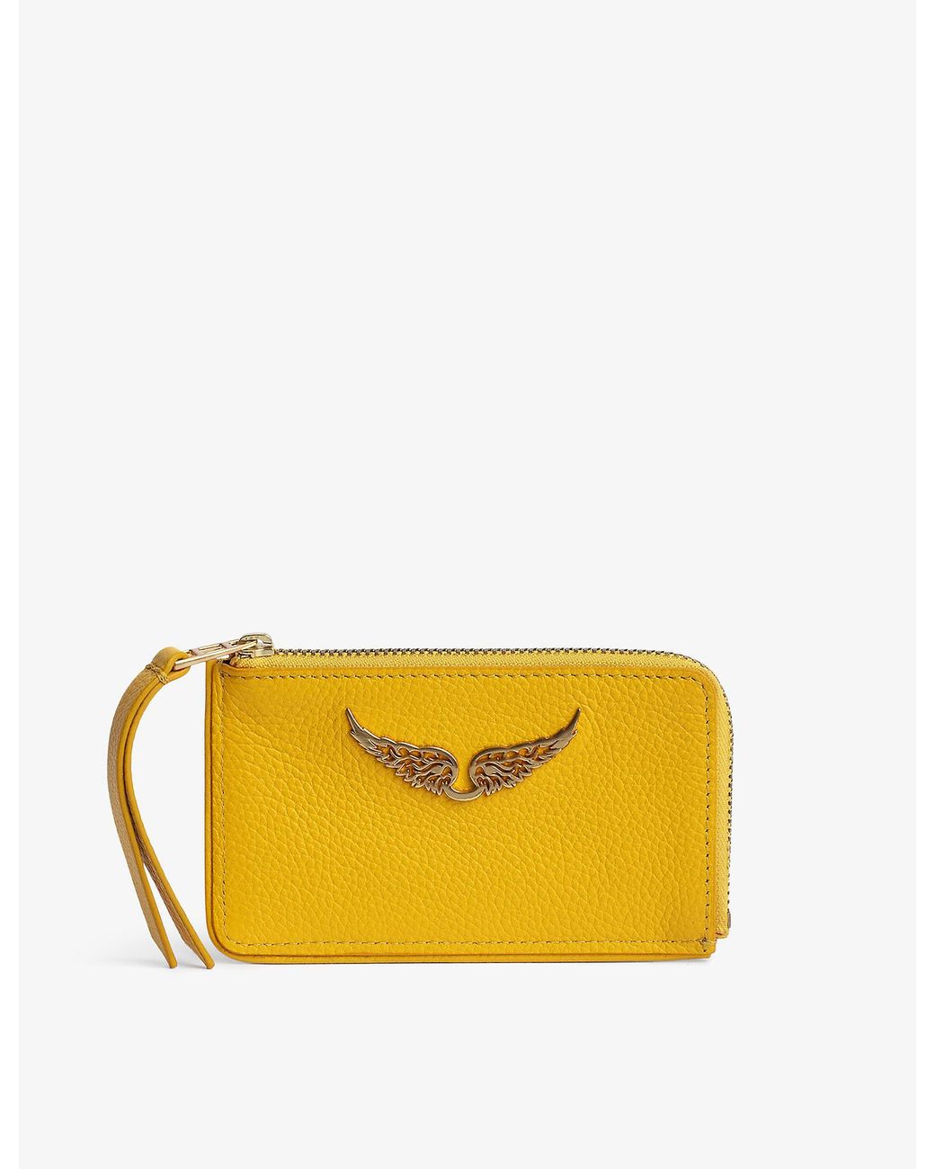 Zadig & Voltaire Zv Logoplaque Leather Cardholder in Yellow Lyst