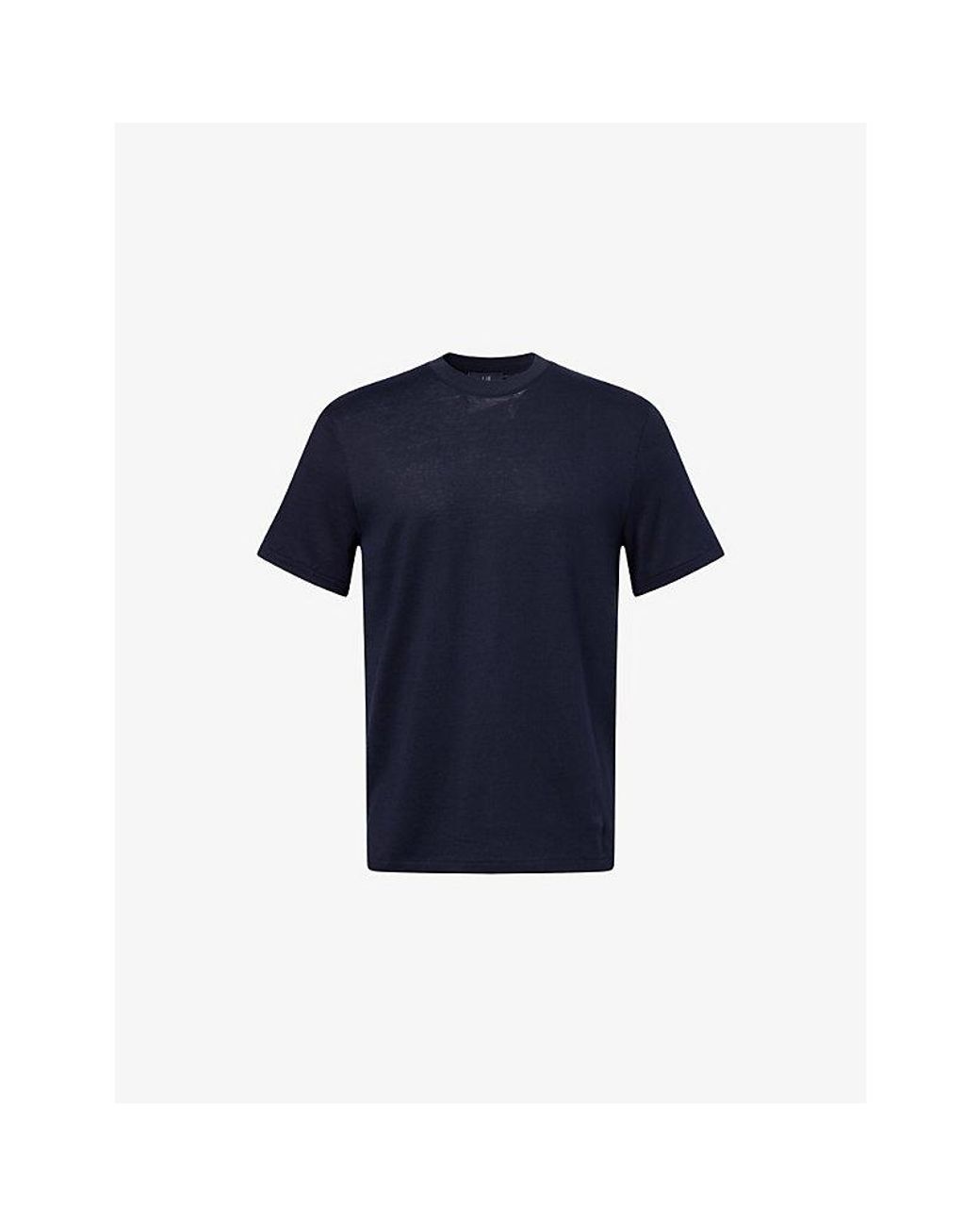 Dunhill Blue Crew-Neck Short-Sleeve Linen And Cotton-Blend T-Shirt for men