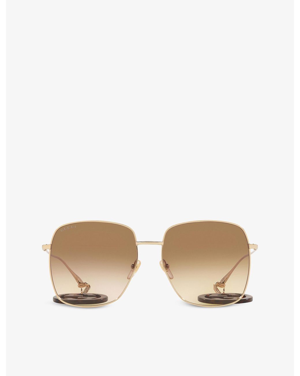Gucci Velvet GG1031S Square-frame Logo-charm Metal Sunglasses in Gold ...