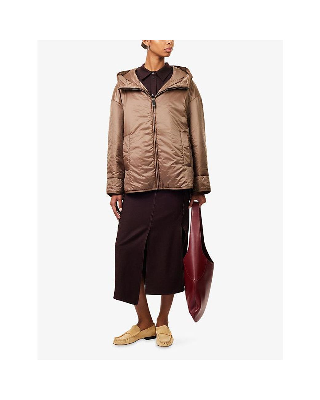 Max Mara Brown Hooded Water-Repellent Canvas Jacket
