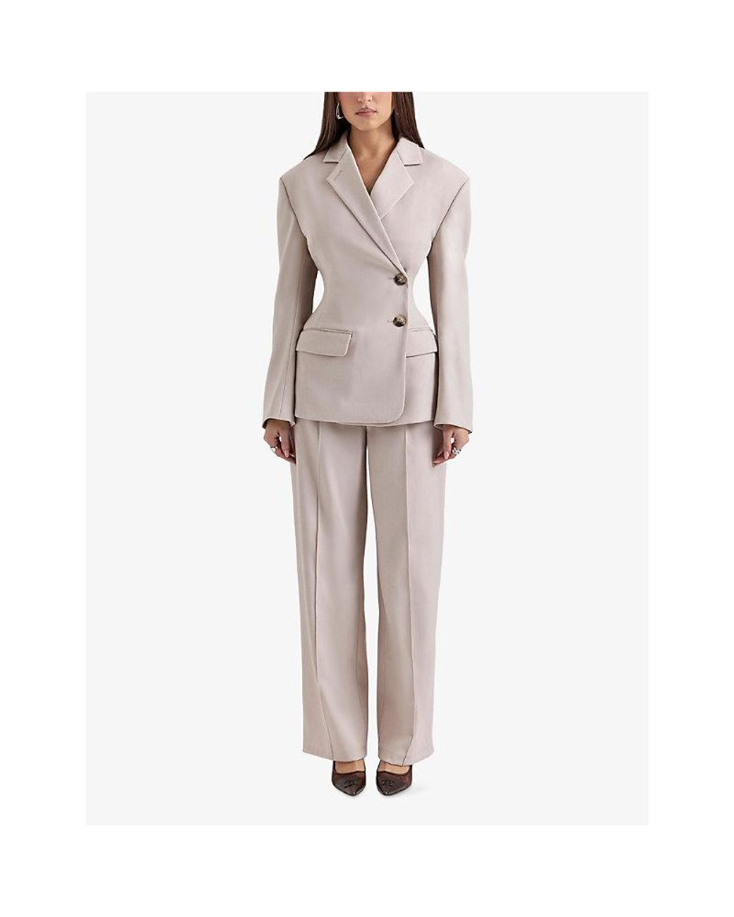 House Of Cb Pink Hudson Hourglass Stretch-Woven Blazer
