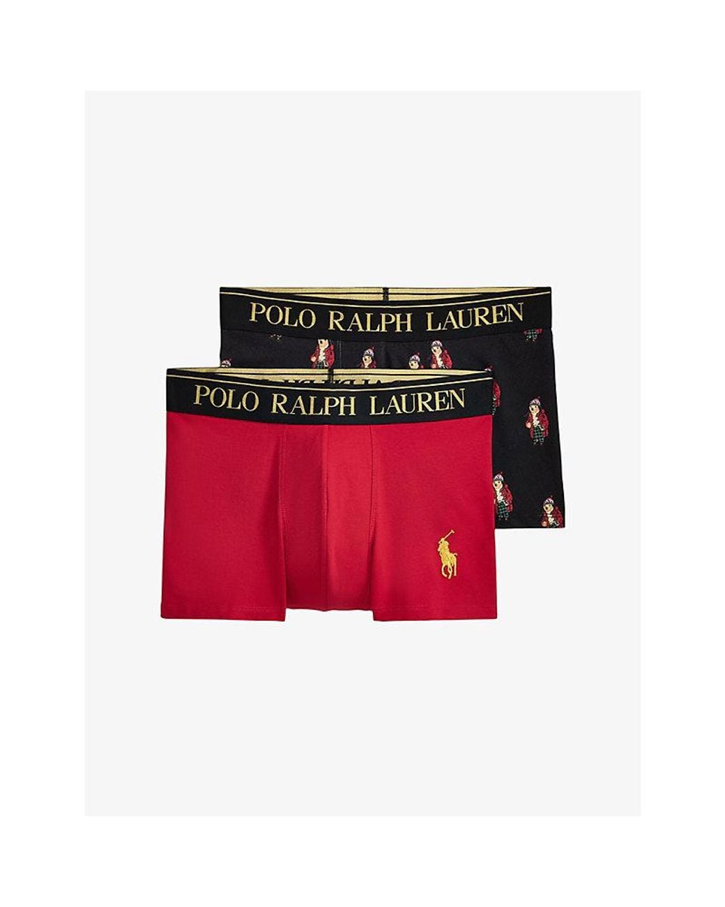 Polo Ralph Lauren Red Polo Bear Pack Of Two Jersey Trunks for men