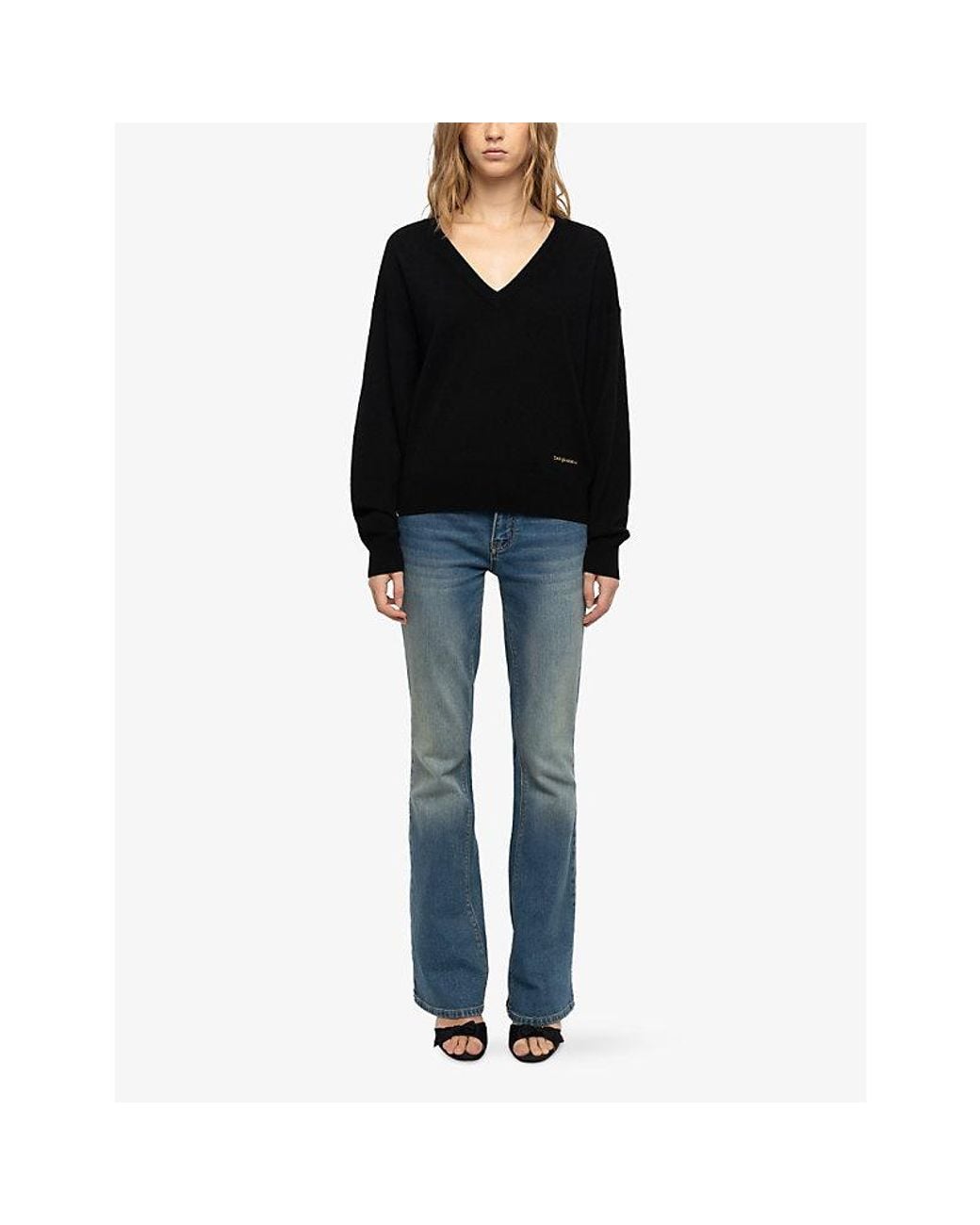 Zadig & Voltaire Black Soulu V-Neck Wool And Cashmere Jumper