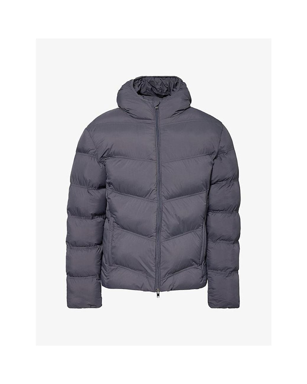 Arne Blue Chevron Hooded Nylon Puffer Jacket for men