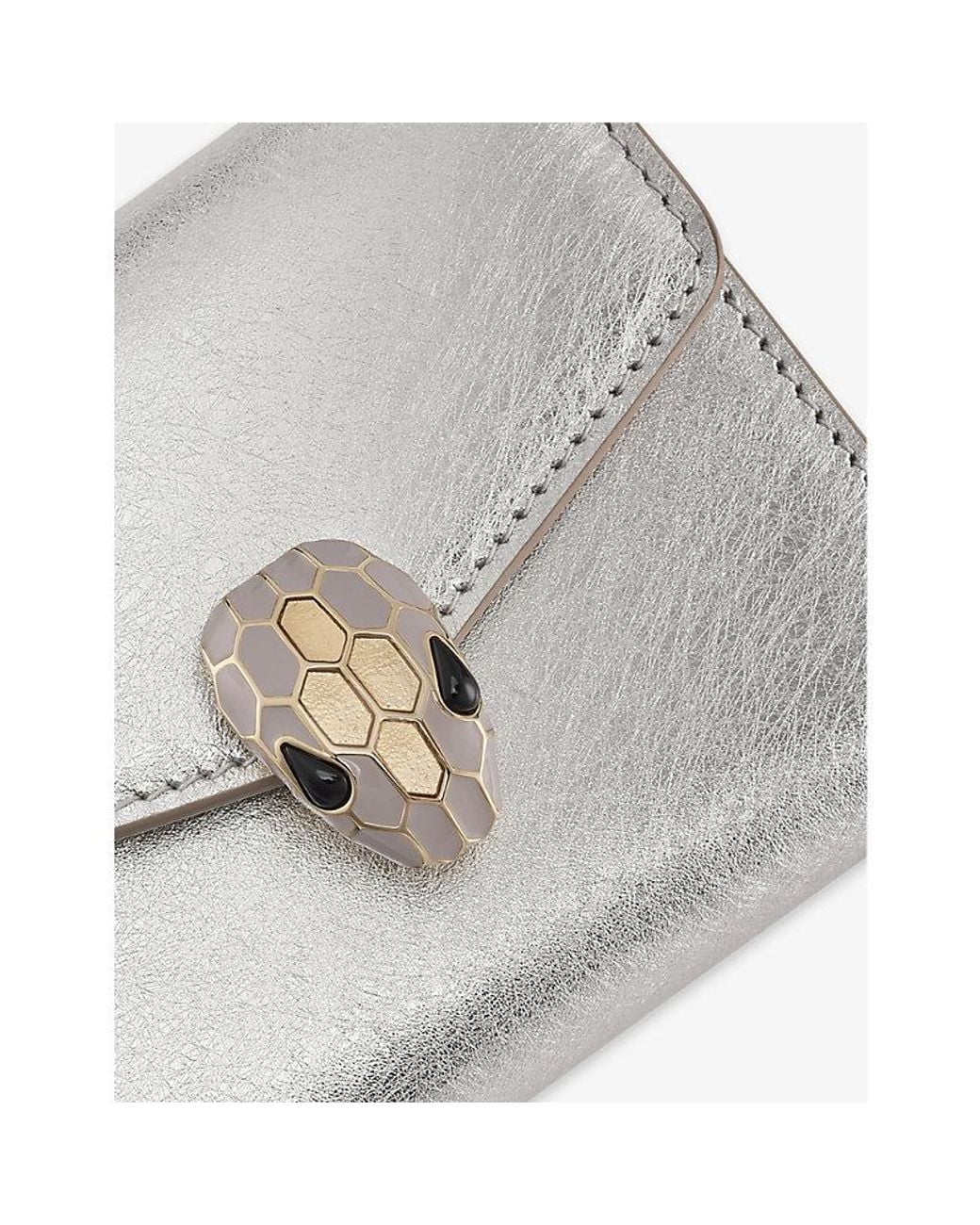 BVLGARI White Serpenti Forever Compact Card Holder