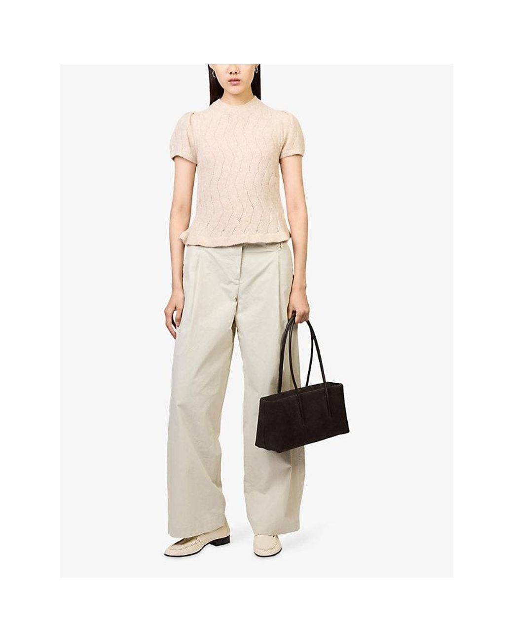 ME+EM Natural Lofty Pointelle Slim-Fit Wool-Blend Knit T-Shirt