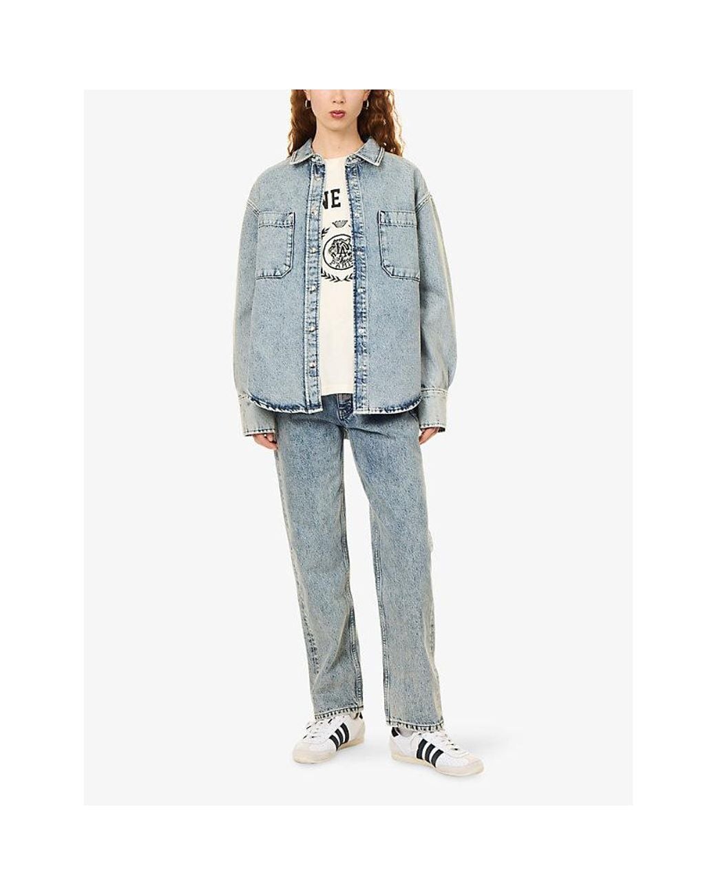 Anine Bing Blue Samy Long-Sleeve Denim Shirt