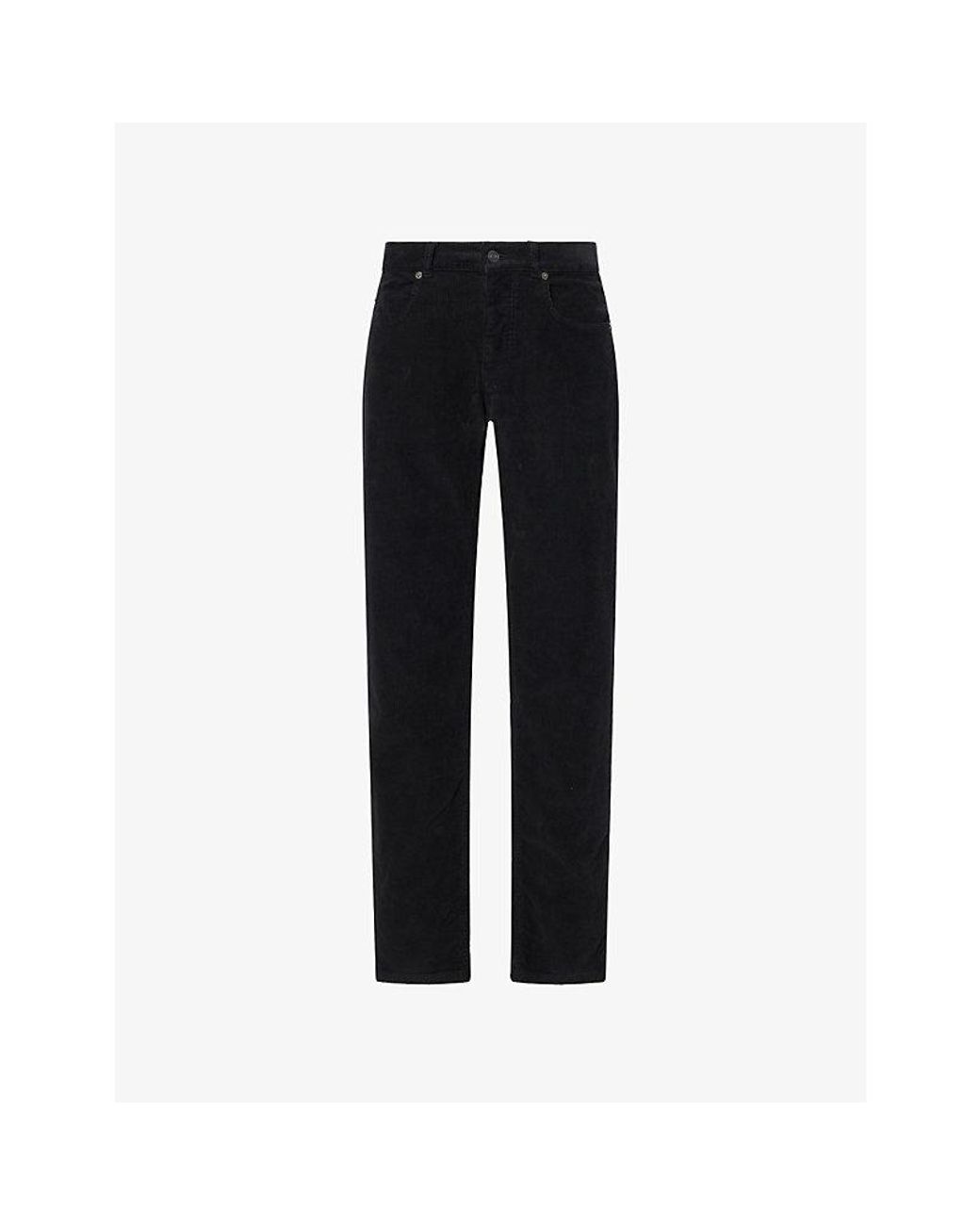The Row Black Valentin Straight-Leg Cotton-Corduroy Trousers for men