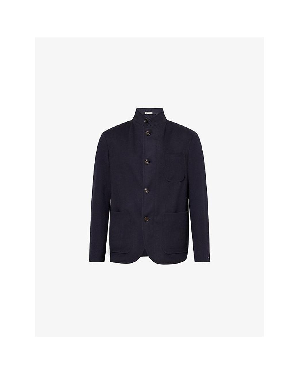 Corneliani Blue Patch-Pocket Button-Up Wool Jacket for men