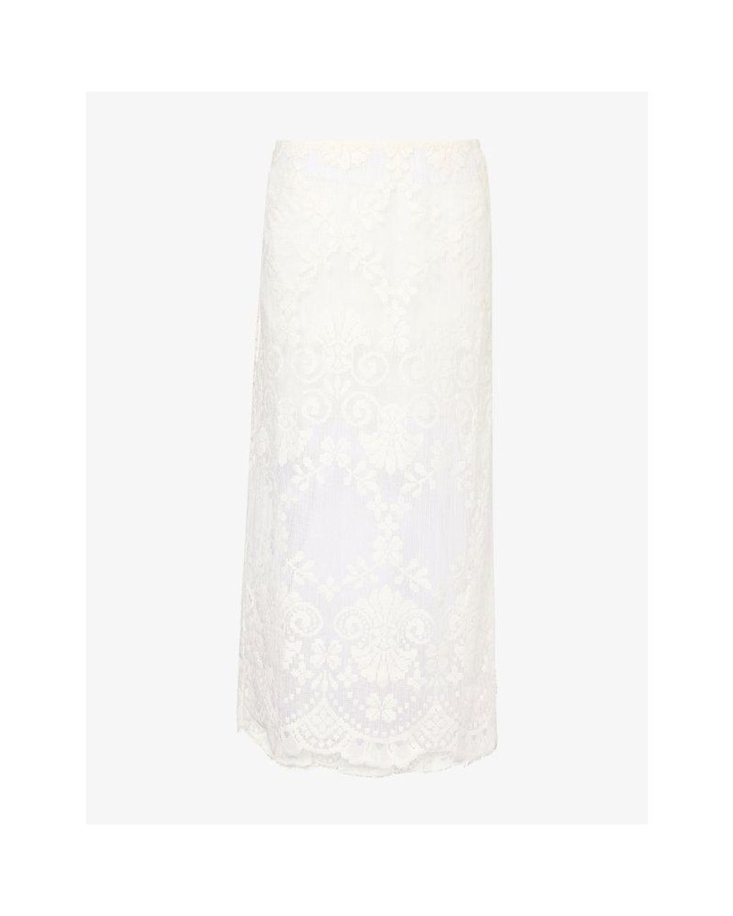 Dissh White Reina Lace Midi Skirt