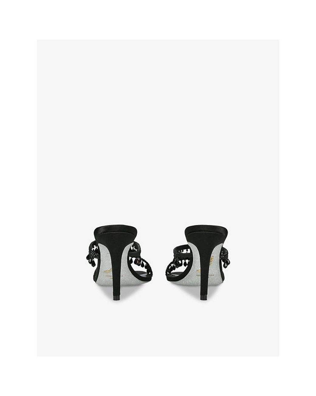 Rene Caovilla Black Chandelier 80 Crystal-Embellished Heeled Satin Sandals