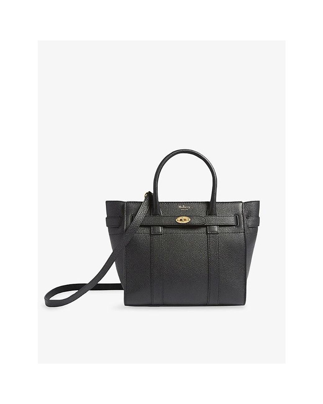 Mulberry Black Zipped Bayswater Mini Grained-Leather Tote Bag