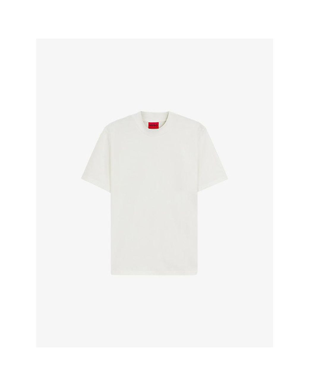 HUGO White Stand-Collar Slim-Fit Cotton-Jersey T-Shirt for men