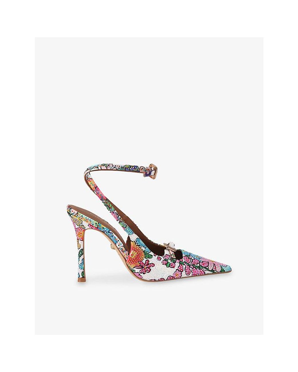 Kurt Geiger White Two-Buckle Heeled Woven Court Shoes