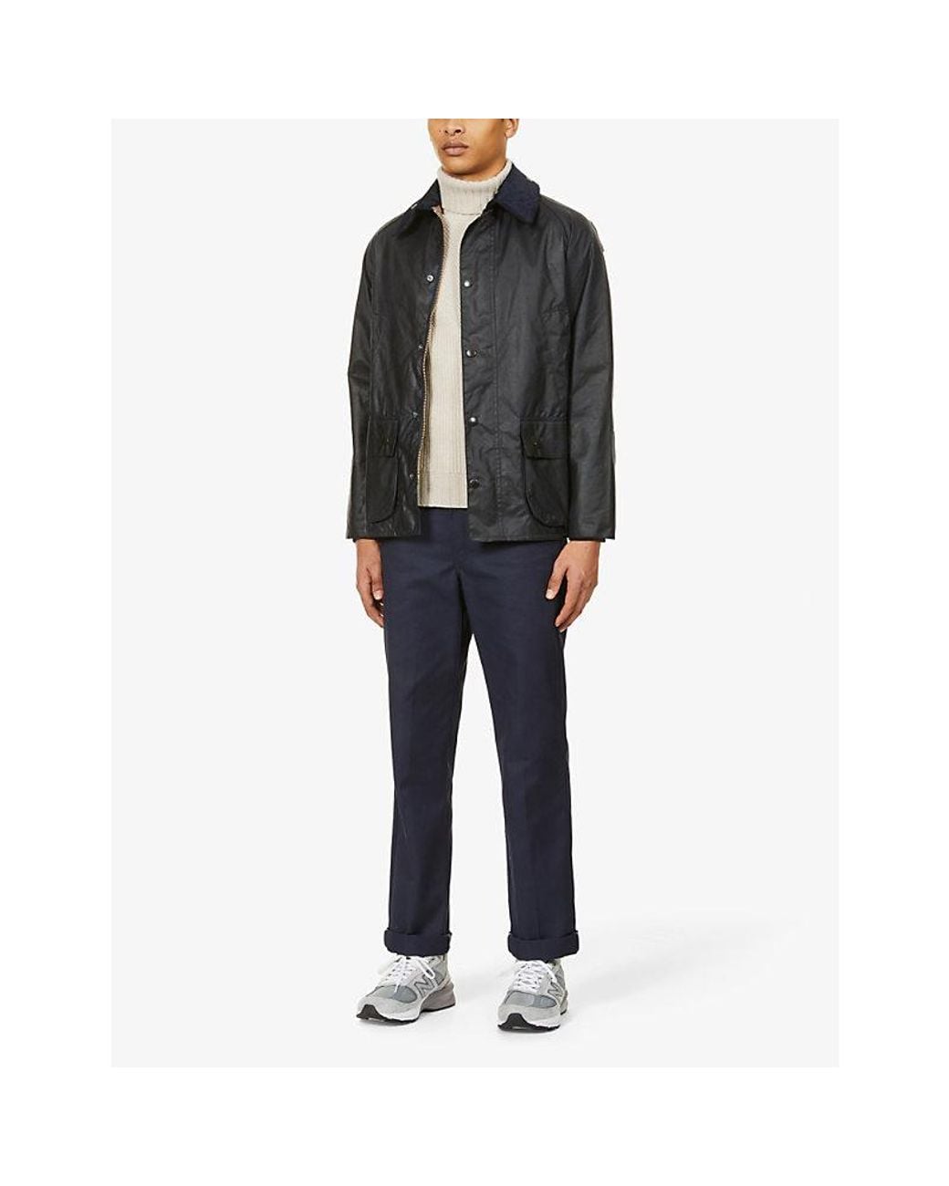 Barbour Black Bedale Waxed-Cotton Jacket for men