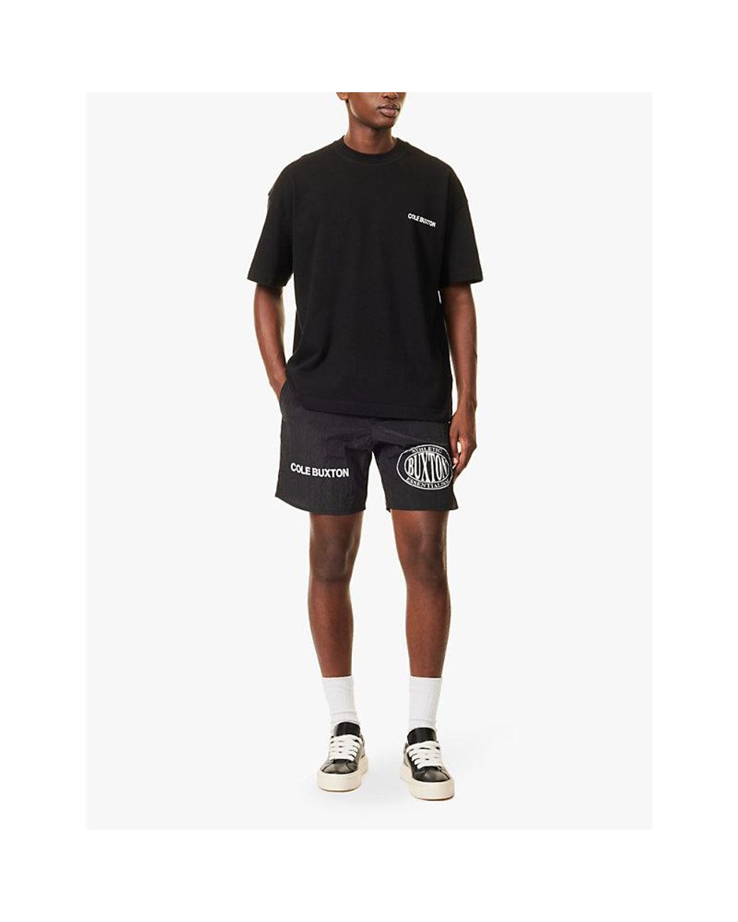 Cole Buxton Black Sportswear Brand-Print Relaxed-Fit Cotton-Jersey T-Shirt for men