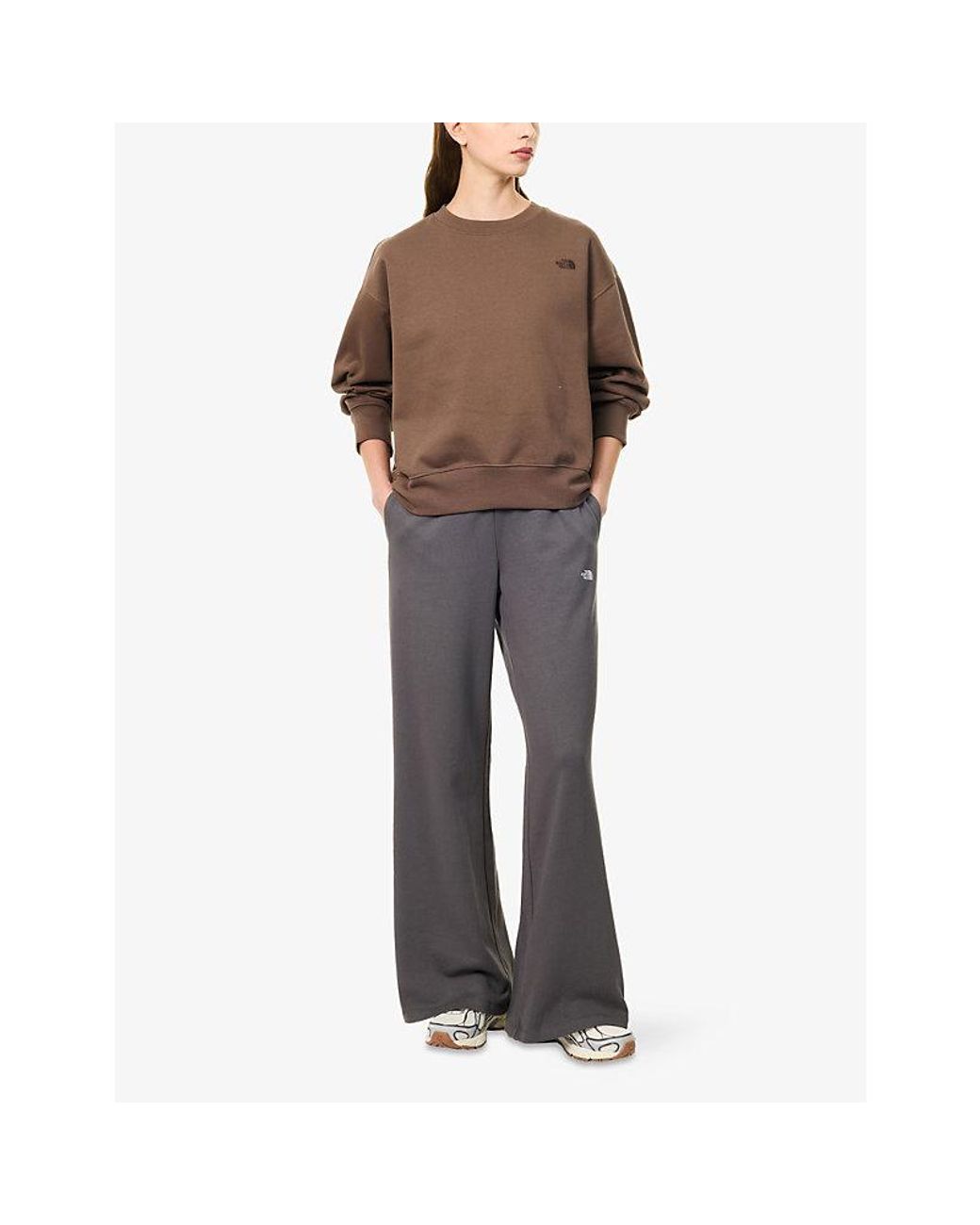 The North Face Brown Logo-Embroidered Boxy-Fit Cotton-Blend Sweatshirt