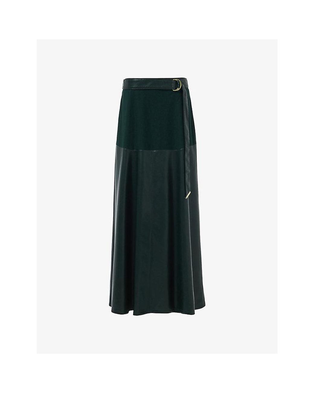 eem Green Panelled Faux-Leather Maxi Skirt