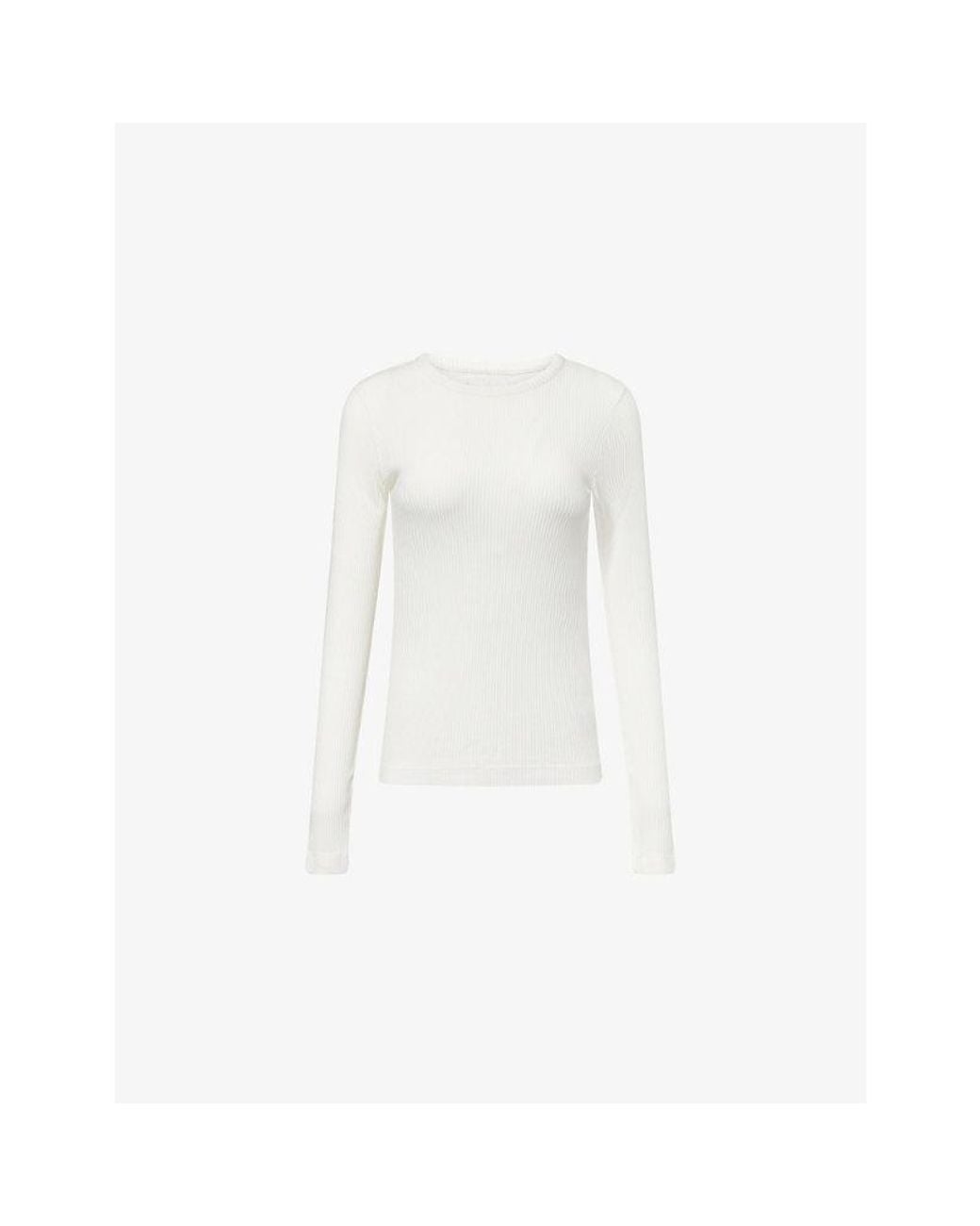 Citizens of Humanity White Bina Long-Sleeve Ribbed Knit Top