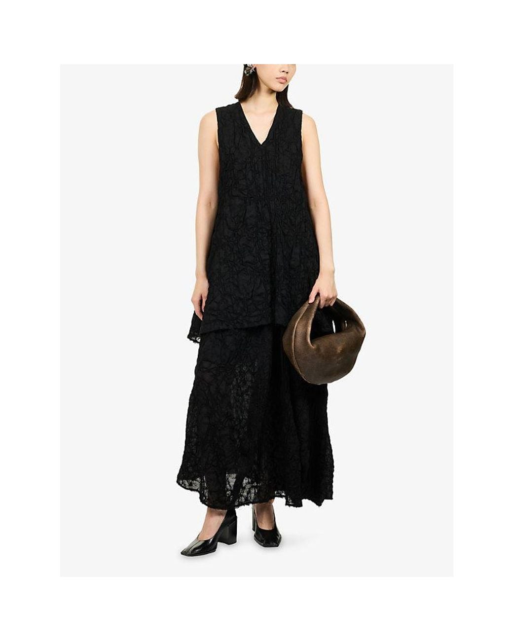 Marc Le Bihan Black Jupe Enforme 2 Textured Wool Maxi Skirt