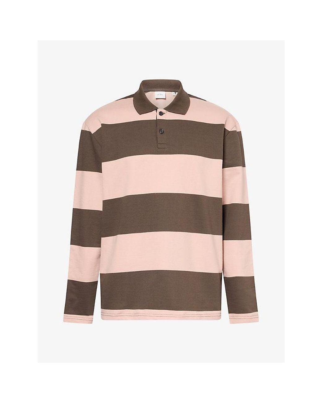 Les Deux Multicolor Striped Long-Sleeve Cotton Polo Shirt for men