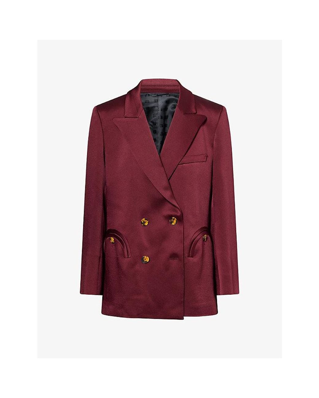 Blazé Milano Red Everynight Double-Breasted Satin Blazer