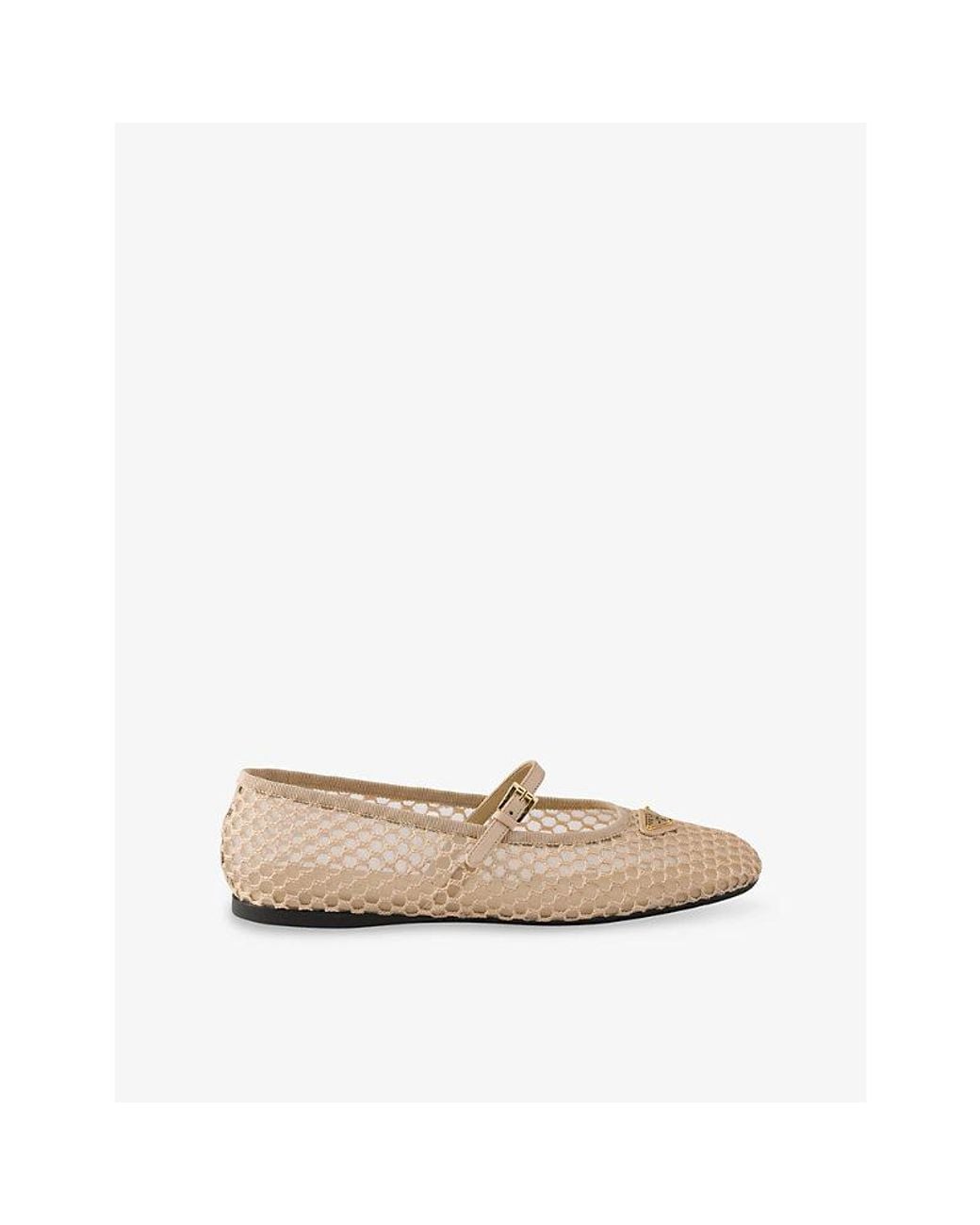 Prada Natural Mesh Fabric Ballet Flats