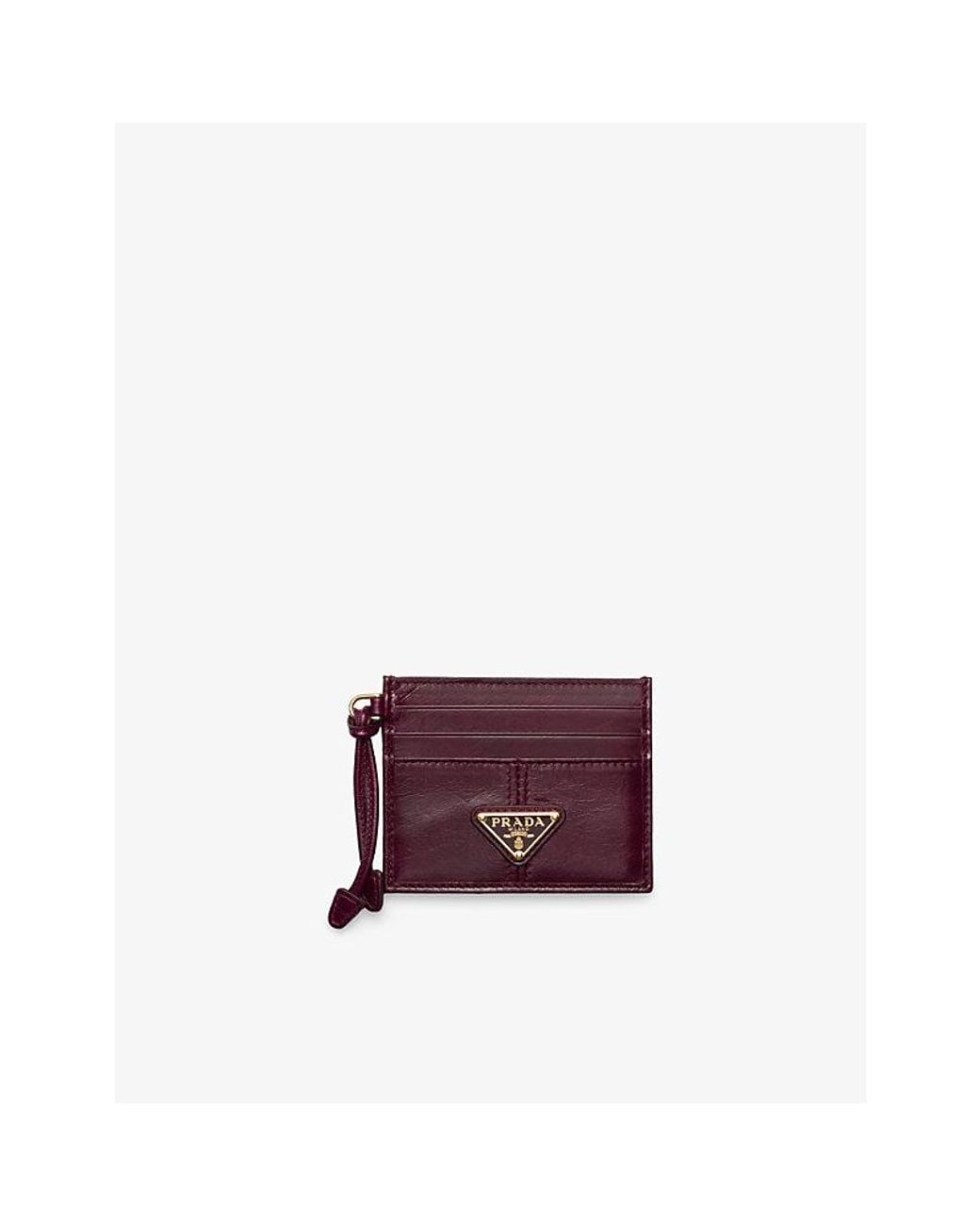 Prada Purple Triangle-Logo Leather Card Holder