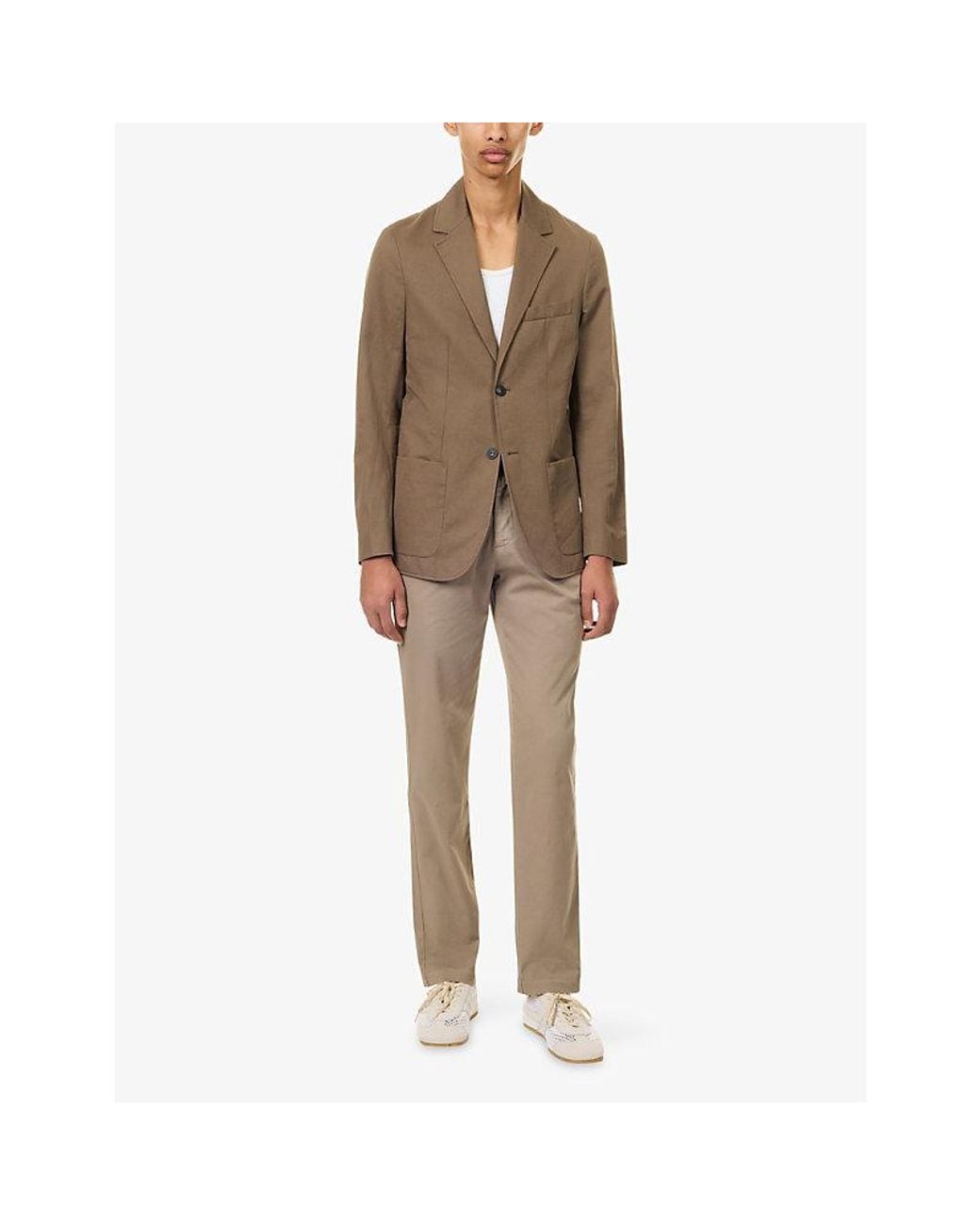 Sunspel Brown Unstructured Cotton-Linen Blazer for men