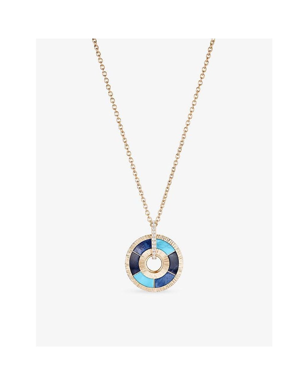 Piaget Metallic Possession Vibrant Palace 18Ct Rose- Turquoises, Sodalites, Dumortierites And 0.06Ct Brilliant-Cut Diamond Pendant Necklace 1 Si