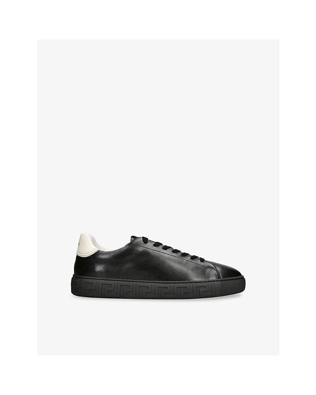 Versace Black Logo Leather Trainers for men
