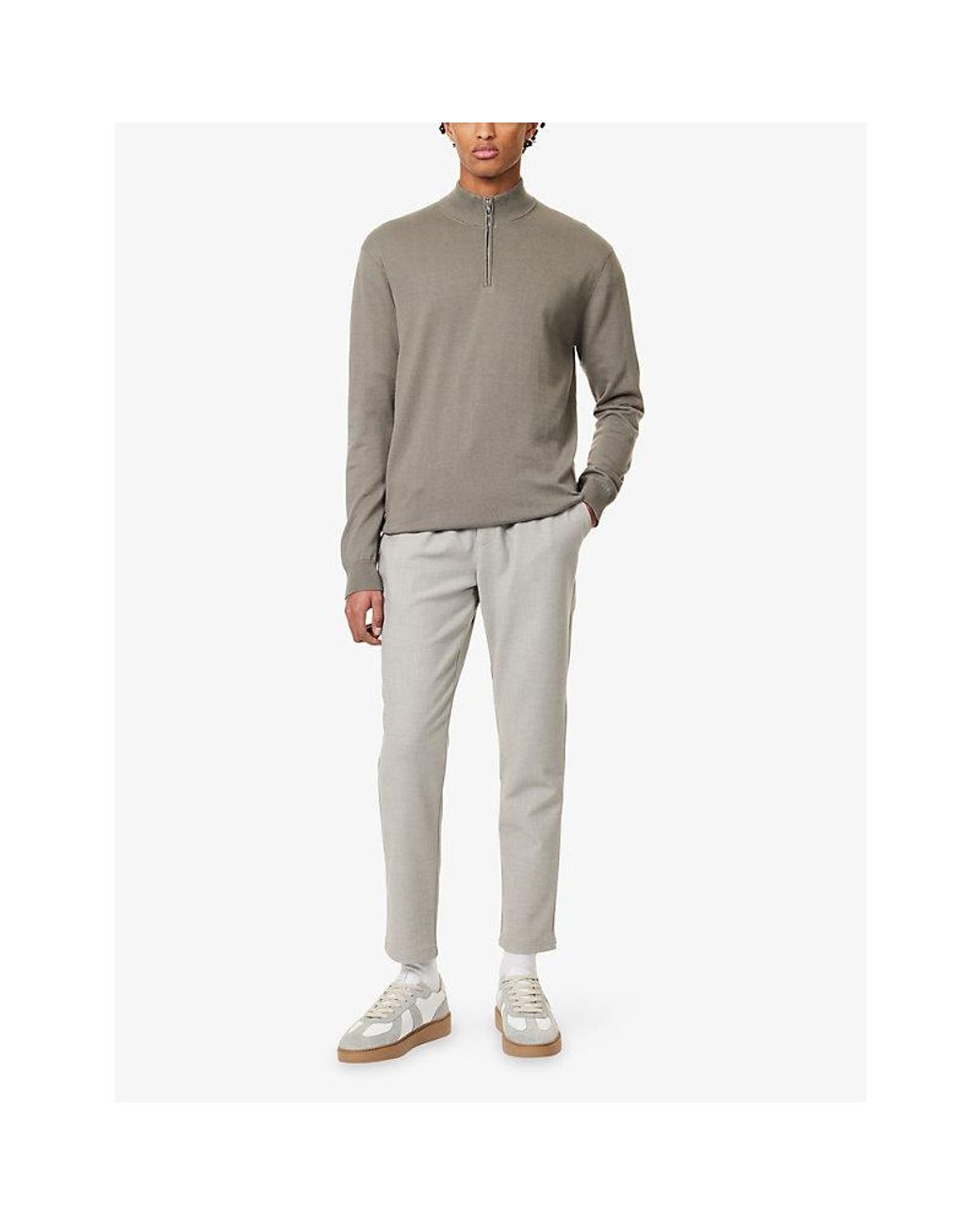 Arne Gray Smart Casual Tapered-Leg Woven Jogging Bottoms for men