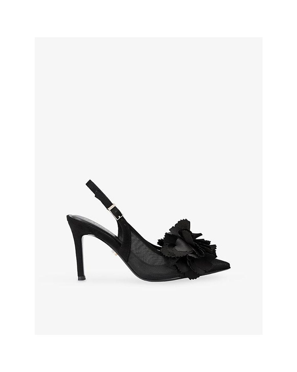 Carvela Kurt Geiger Black Positano Flower Heeled Woven Slingback Courts
