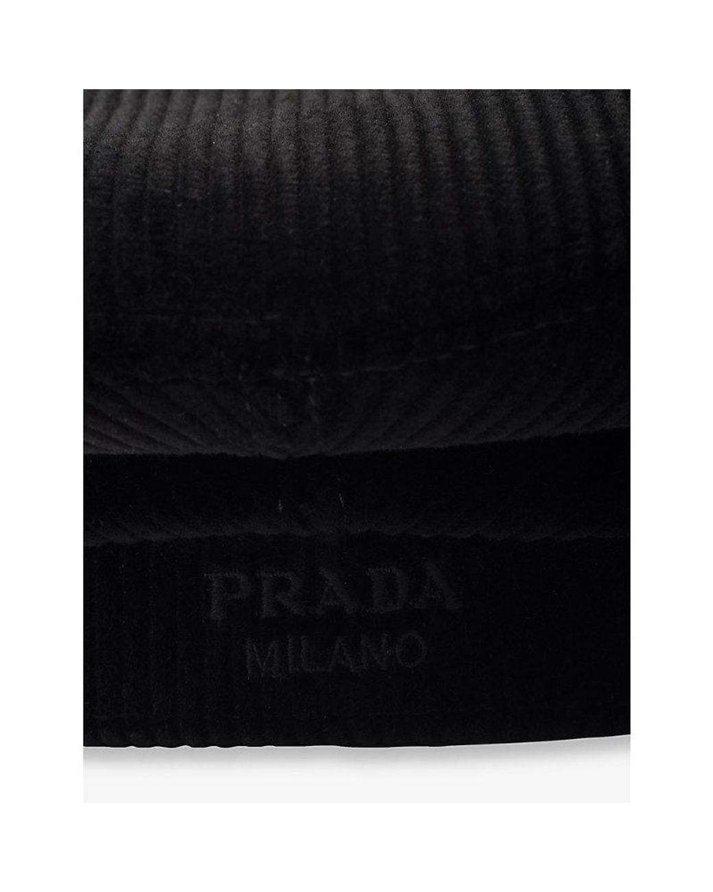 Prada Black Newsboy Cotton Corduroy Cap for men