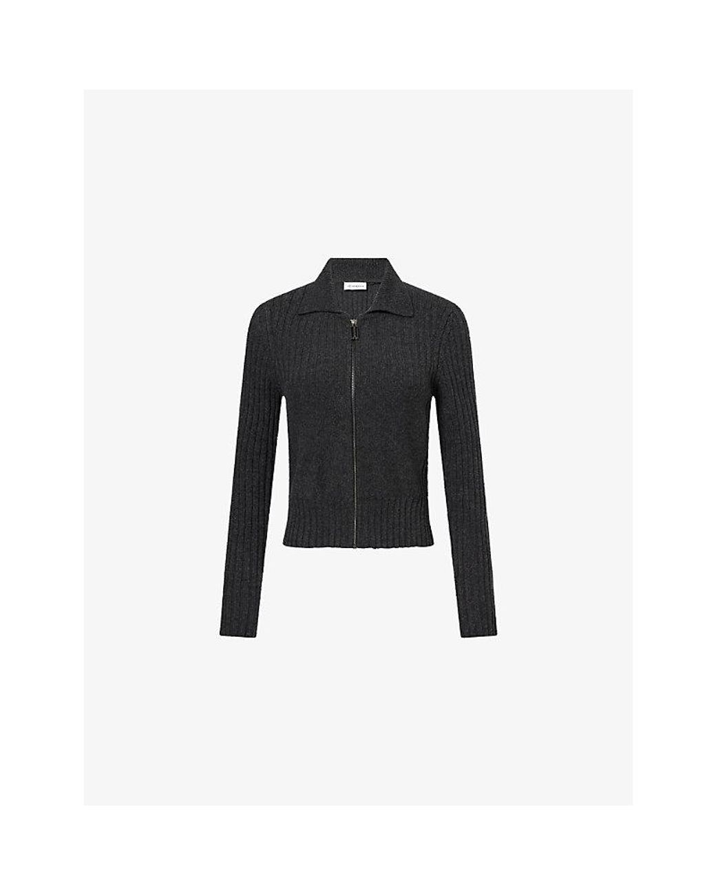 Victoria Beckham Black Full-Zip Fitted Wool And Cashmere Blend Cardigan