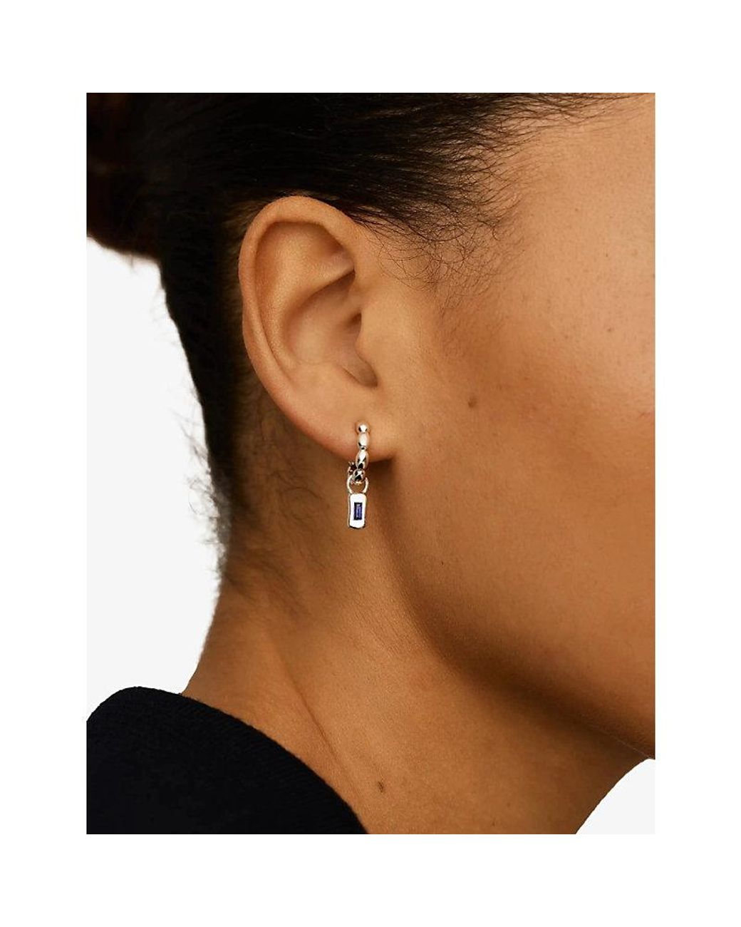 Missoma Metallic Molten Gemstone Charm Sterling-Plated Brass Hoop Earrings