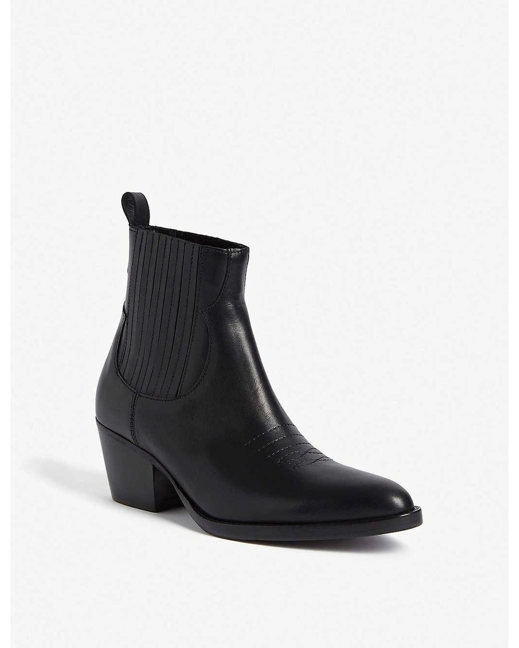 Black Farwest Leather Cowboy Boots 