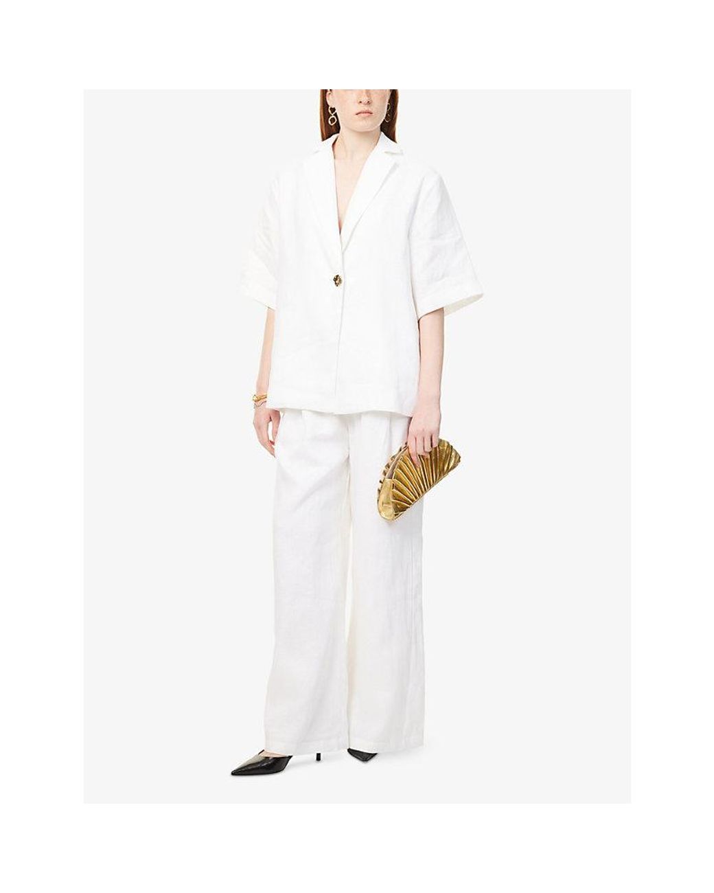 nala Relax Over Shirt ホワイトナラシャツ