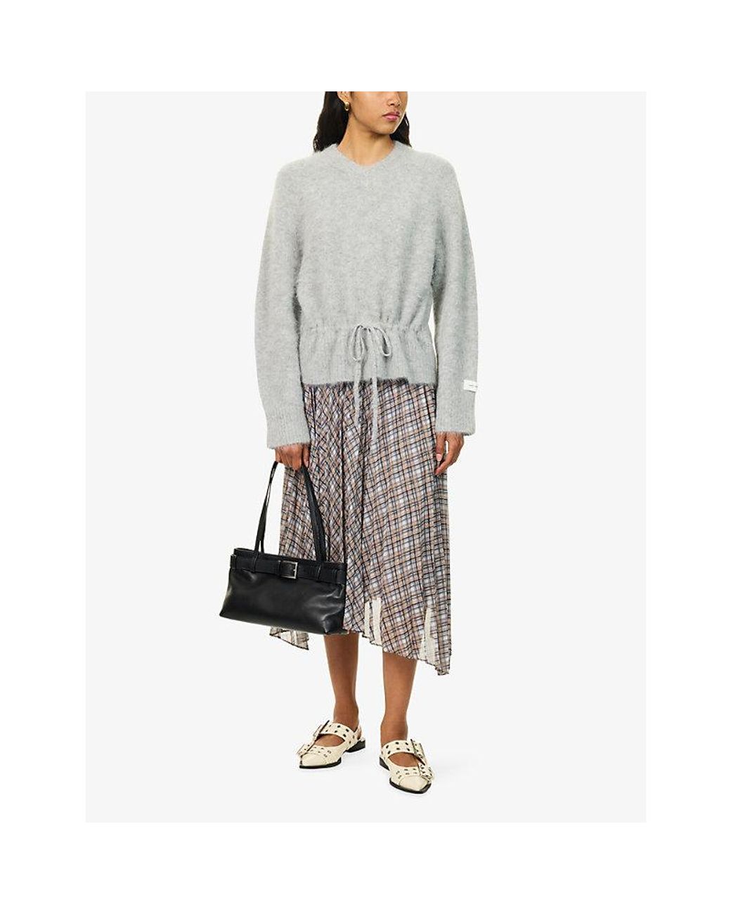 Samsøe & Samsøe Gray Salo V-Neck Wool-Blend Jumper