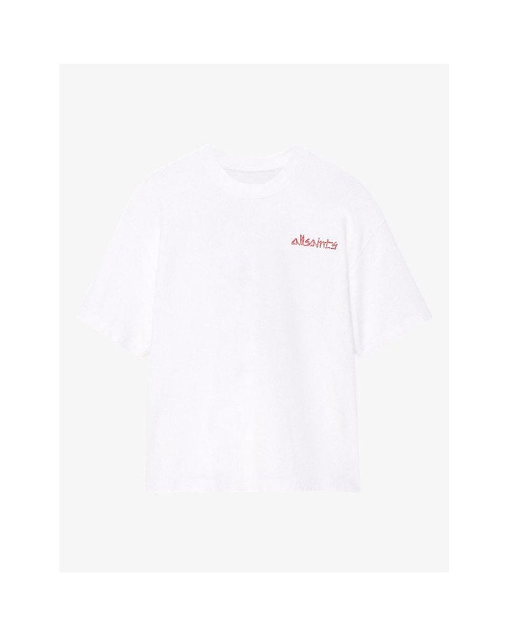 AllSaints White Stanza Logo-Print Cotton T-Shirt for men