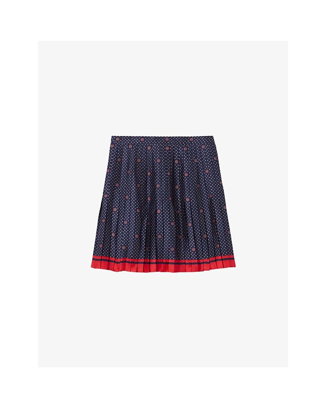 Claudie Pierlot Blue Abstract-Print Pleated Satin Mini Skirt